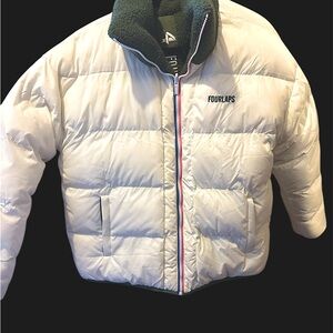FOUR LAPS REVERSIBLE WHITE / GREEN PUFFER COAT MEDIUM